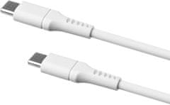 FIXED nabíjecí a datový kabel Liquid silicone USB-C - USB-C,USB 2.0, PD 60W, 0.5m, bílá