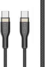 FIXED nabíjecí a datový kabel USB-C - USB-C,USB 2.0, PD 100W, opletený, 0.5m, černá