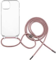 FIXED zadní kryt Pure Neck s růžovou šňůrkou na krk pro Apple iPhone 12/12 Pro