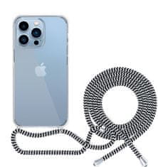 EPICO zadní kryt se šňůrkou pro Apple iPhone 13, transparentní / černo-bílá