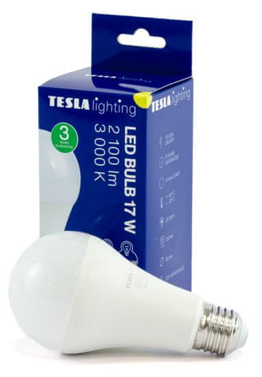 Tesla Lighting LED žárovka BULB E27, 17W, 230V, 2100lm, 25 000h, 3000K teplá bílá 220st