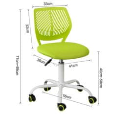 SoBuy SoBuy FST64-GR Psací židle Dětská otočná židle Otočná židle Kancelářská židle Zelená výška sedáku: 46-58cm