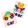 Montessori Dřevěné puzzle - Auto a medvěd - Car & Bear 