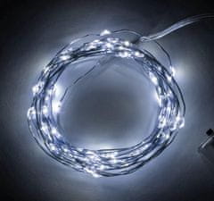 Aga Vánoční řetěz na baterie 100 LED Studená bílá