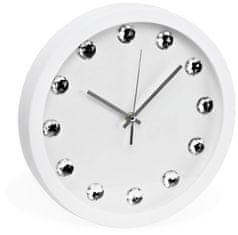 SEGNALE Nástěnné hodiny ručičkové s krystaly 30 cm bílá