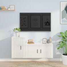 shumee 2dílný set TV skříněk bílý s vysokým leskem kompozitní dřevo