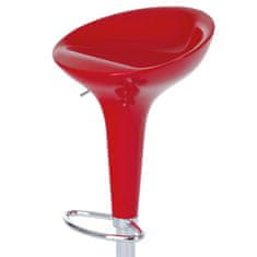Autronic Barová židle, červený plast, chromová podnož, výškově nastavitelná AUB-9002 RED