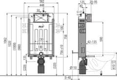 KOUPELNYMOST Alcadrain renovmodul - předstěnový instalační systém bez tlačítka + wc cersanit cleanon carina + sedátko (AM115/1000 X CA1)