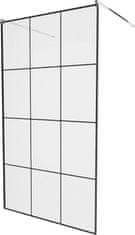 Mexen Kioto samostatně stojící sprchová zástěna 100 x 200, transparent/černá vzor 8 mm, chrom (800-100-002-01-77)