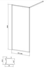 CERSANIT Sprchový kout walk-in larga černé 90x200 transparent sklo (S932-138)