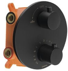 SAPHO Podomítková sprchová termostatická baterie, box, 2 výstupy, černá mat (RH399B)