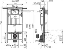 KOUPELNYMOST Alcadrain jádromodul - předstěnový instalační systém s bílým/ chrom tlačítkem m1720-1 + wc mexen lena černá rimless + sedátko (AM102/1120 M1720-1 ME01)