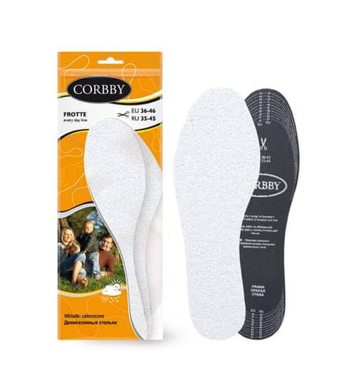 Corbby Bílé froté vložky do bot s aktivním uhlím 35-46