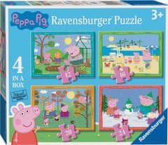 Ravensburger Puzzle Prasátko Pepina: Roční období 4v1 (12, 16, 20, 24 dílků)