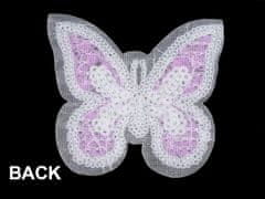 Kraftika 1ks fialová světlá nažehlovačka motýl s flitry