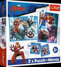 Trefl Sada 3v1 Avengers: Hrdinové v akci (2x puzzle + pexeso)