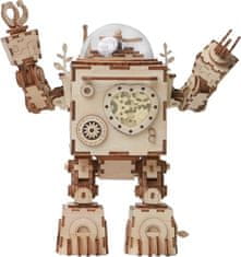 Robotime Rokr Svítící 3D dřevěné puzzle Robot Orpheus (hrací skříňka) 221 dílků