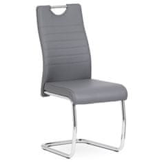 Autronic Jídelní židle koženka šedá / chrom DCL-418 GREY