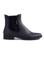 Amiatex Designové černé dámské gumáky na plochém podpatku + Ponožky Gatta Calzino Strech, černé, 38