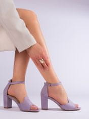 Amiatex Designové dámské sandály fialové na širokém podpatku, odstíny fialové, 36