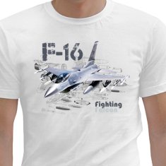 STRIKER Tričko F-16 FALCON FIGHTING Barva: Bílá, Velikost: XL