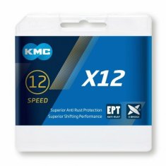 KMC řetěz X-12 EPT šedý v krabičce 126 čl.