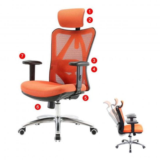 MCW Kancelářská židle SIHOO, ergonomická, nastavitelná bederní opěrka, nosnost 150 kg