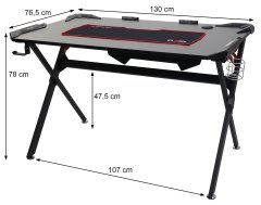 MCW Psací stůl F11, počítačový stůl pro mládež, herní 120x75cm černý