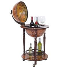 MCW Globe bar T874, minibar domácí bar stojan na víno, globe rolovací eukalyptové dřevo MVG-certifikát