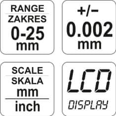YATO Mikrometr digitální 0-25mm