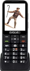 Evolveo EasyPhone LT, mobilní telefon pro seniory s nabíjecím stojánkem (černá barva)
