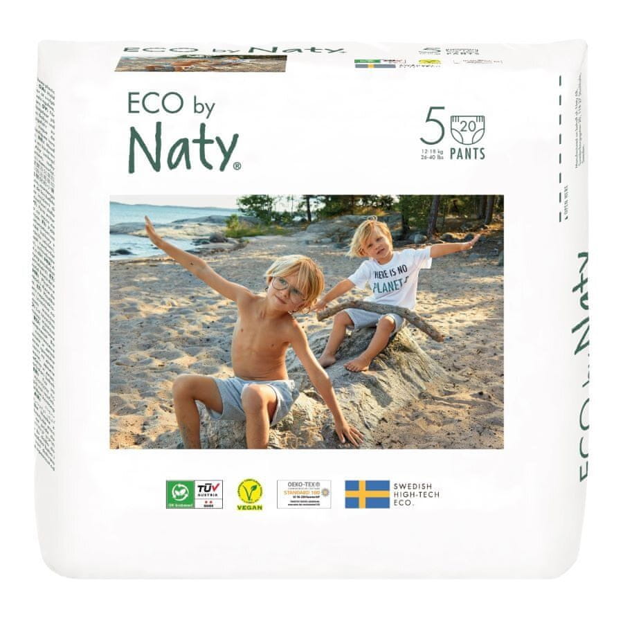 Levně ECO by Naty Natahovací plenkové kalhotky 5 Junior (12-18 kg) 20 ks
