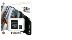 Kingston Kingston paměťová karta 128GB Canvas Select Plus microSDXC 100R A1 C10 Card