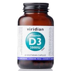 VIRIDIAN nutrition Vitamin D3, 2000 iu, 60 kapslí
