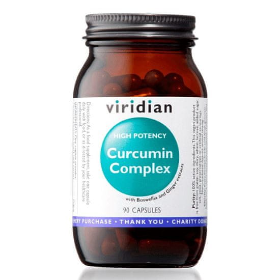 VIRIDIAN nutrition Curcumin Complex (Kurkuma, kadidlovník a zázvor), 90 kapslí