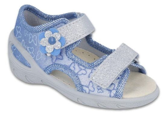 Befado dívčí sandálky SUNNY 065X122 modré, motýlci