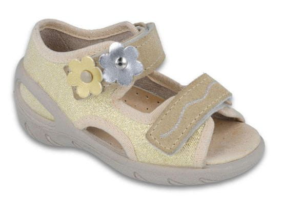 Befado dívčí sandálky SUNNY 065X121 zlaté, kytičky