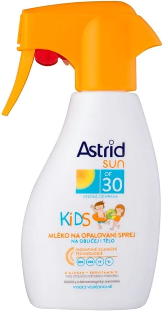 Levně Astrid Sun Kids OF 30 dětské mléko na opalování ve spreji, 200 ml
