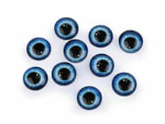 Kraftika 10ks (12 mm) modrá skleněné oči k nalepení 10 a 12 mm