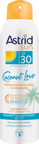 Astrid Sun Coconut Love neviditelný suchý sprej na opalování OF 30, 150 ml