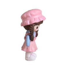 HABARRI Figurka Panenka Holčička v růžových šatech s copánky