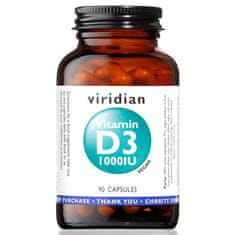 VIRIDIAN nutrition Vitamin D3, 1000 iu, 90 kapslí