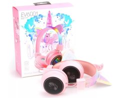 Zaparkorun.cz Bluetooth sluchátka Unicorn Colorful Glow s mikrofonem EV6001- růžové