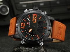 NaviForce Pánské digitální a analogové hodinky a krabičkou Cyclone oranžová
