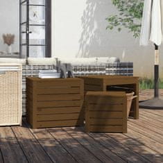 Vidaxl 3dílná sada zahradních boxů medově hnědá masivní borové dřevo