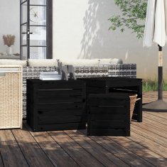 Greatstore 3dílná sada zahradních boxů černá masivní borové dřevo