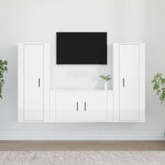 Vidaxl 3dílný set TV skříněk bílý s vysokým leskem kompozitní dřevo