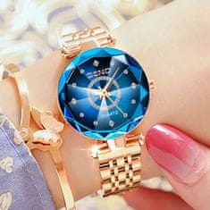 Netscroll Elegantní dámské hodinky, dámské náramkové hodinky s klasickým analogovým systémem, z nerezové oceli, vodotěsné, elegantní design vhodný pro všechny příležitosti, PremiumWatch, modrá