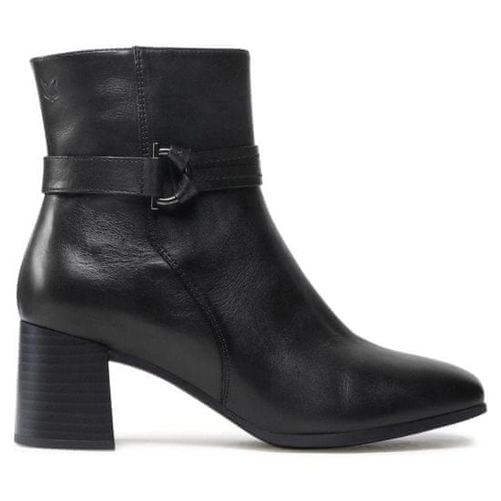 Caprice černé elegantní uzavřené kotníkové boty
