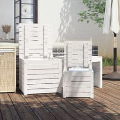 Vidaxl 3dílná sada zahradních boxů bílá masivní borové dřevo